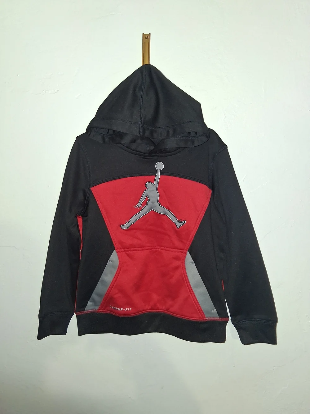 Jordan Youth Black and Red Hoodie with Jumpman Logo